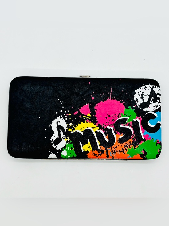 Handbags - Y2K Music Splash Graffiti Clutch Wallet Neon Alt Checkbook Mall Goth Pop Punk